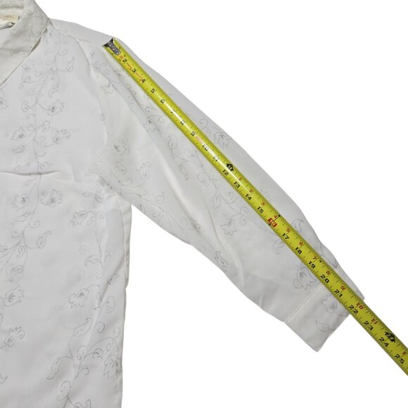 Mosaic Blouse Womens 16 White Floral Sheer Button Up Shirt Fairy Romantic Top - Picture 6 of 12